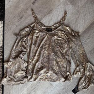 Thalia Sodi Gold Cold Shoulder Blouse